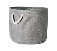 DII, Cubo de almacenamiento plegable de poliéster abigarrado con asas de algodón, pequeño, redondo, color gris