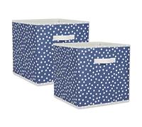 DII Cubos de almacenamiento no tejidos, plegables, con lunares, juego grande, cubo de 33 x 33 x 33 cm, azul (“french blue”) y blanco, 2 unidades