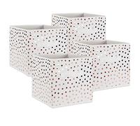 DII Cubos de Almacenamiento no Tejidos, Plegables, con Lunares, Juego pequeño, Cubo de 28 x 28 x 28 cm, Blanco y Cobre, 4 Unidades