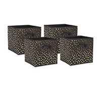 DII Cubos de almacenamiento no tejidos, plegables, con lunares, juego pequeño, cubo de 28 x 28 x 28 cm, negro y dorado, 4 unidades