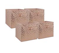 DII Cubos de almacenamiento no tejidos, plegables, con lunares, juego pequeño, cubo de 28 x 28 x 28 cm, rosa y dorado, 4 unidades