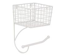 DII, Decoración rústica de baño de Granja, Almacenamiento de Metal, Soporte de Papel higiénico, Blanco Envejecido