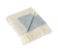 DII Design Imports India Manta, Espiga, de algodón 100%, para Uso en Interiores y Exteriores, para Camping, Barbacoa, Playa, día a día, 127 x 152 cm, Color Azul Marino