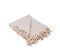 DII Diamond Throw Collection Mesa de Rayas con Flecos, Algodón, Blanco, 50x60