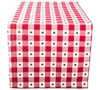 DII Fiesta del 4 de Julio, Barbacoa de Verano y picnics al Aire Libre, a Cuadros de Estrellas, Camino de Mesa de 14 x 108 Pulgadas