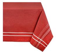 DII French Stripe Tabletop Collection Mantel de lino para mesa de comedor de estilo rústico con diseño de rayas francesas, 152 x 264,8 cm, rojo Chambray