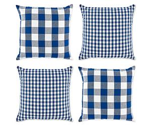 DII Funda de Almohada, Tela, Azul Marino/Blanco Roto, Cuadrado_18 Pulgadas