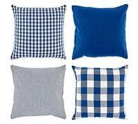 DII Funda de Almohada, Tela, Azul Marino/Blanquecino, Cuadrado_18 Pulgadas