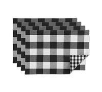 DII Gingham Check Tabletop Collection, Black, Placemat Set