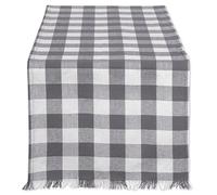 DII Heavyweight Collection Peso Fringed TR COMPROBACIÓN Gris, Table Runner 14x72