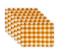 DII Heavyweight Fringed MT Check S/6, Pumpkin Spice Checker, Mantel Individual