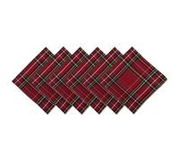 DII Holiday Dining Table & Kitchen Décor Tela metálica, Poliéster, Tartán Rojo, Christmas Napkin Set, 20x20, 6
