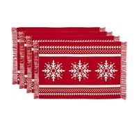 DII Holiday Nordic Dining Kitchen & Table Décor Collection, Juego de manteles Individuales de Navidad, 13 x 19 Pulgadas, Copo de Nieve a Rayas Jacquard, 4 Piezas
