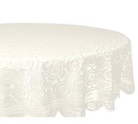 DII Home Essentials 100% poliéster, Lavable a máquina, Shabby Chic, Mantel Vintage o superposición 63 Pulgadas, Redondo, Encaje Crema