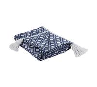 DII Home Essentials Inc Manta Moderna de algodón marroquí con Flecos para Silla, sofá, Picnic, Camping, Playa, Uso Diario, Tela, Azul francés, 50x60
