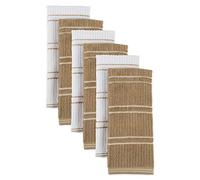 DII J & M Home Fashions - Juego de 6 Toallas de Cocina de Rizo Acanalado, Color Moca