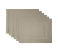 DII - Juego de manteles Individuales de PVC para Interior y Exterior, colección Tejida de Mesa de PVC, 33 x 43,82 cm, Color Piedra, 6 Piezas