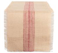 DII Jute Burlap Collection Camino de Mesa de arpillera con Rayas Medias, Color Rojo, 14x72