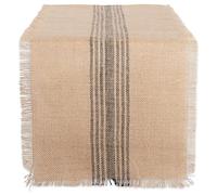 DII Jute Burlap Collection Camino de Mesa de arpillera con Rayas Medias, Gris, 14 x 72