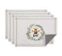 DII Kitchen Collection, algodón, Bee Kind Gingham, Juego de manteles Individuales Reversibles, 13 x 19 Pulgadas