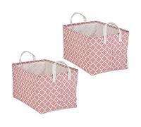 DII Laundry Storage Collection, PE Coated Collapsible Bin with Handles, Rose Lattice, Extra-Large Set, 12.5x17.5x10.5