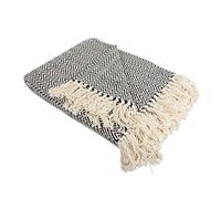 DII Manta, Espiga, de algodón 100%, para Uso en Interiores y Exteriores, para Camping, Barbacoa, Playa, día a día, 127 x 152 cm, Color Azul Marino, Negro, Mini Chevron