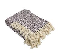 DII Manta, Espiga, de algodón 100%, para Uso en Interiores y Exteriores, para Camping, Barbacoa, Playa, día a día, 127 x 152 cm, Color Azul Marino, Morado, Mini Chevron