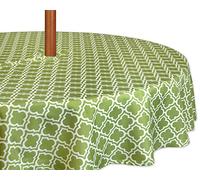 DII Mantel de primavera y verano al aire libre, a prueba de derrames e impermeable con cremallera y agujero para paraguas, fiestas en el patio trasero, barbacoas y reuniones familiares - (60 pulgadas redondo, asientos de 2 a 4)