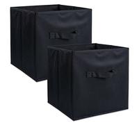 DII Non Woven Fabric Storage Bin Collection Collapsible Organizer Cube, Small Set, 11x11x11, Black, 2 Count