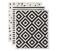 DII - Paños suecos para Cocina y Limpieza, Reutilizables, Lavables a máquina y Aptos para lavavajillas, biodegradables, 19,6 x 17 cm, Blanco y Negro, 3 Unidades