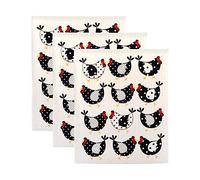 DII - Paños suecos para cocina y limpieza, reutilizables, lavables a máquina y aptos para lavavajillas, biodegradables, 19,6 x 17 cm, pollos, 3 unidades