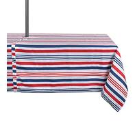 DII Patriotic Stripes Tabletop Collection Resistente a Las Manchas y al Agua, Poliéster, Rojo, Blanco y Azul, 84 x 60 Inch (Rectangular)