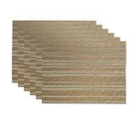 DII PVC Tabletop Collection Tejido para Interiores y Exteriores, Cloruro de polivinilo, Dorado, Placemat Set, 13x17.25, 6