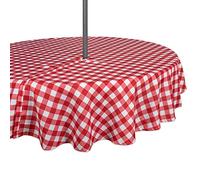 DII Red Check Outdoor Tablecloth with Zipper 60 Round