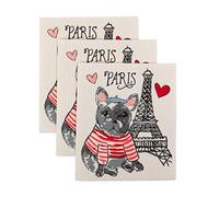 DII Reutilizable, Lavable a máquina y Apto para lavavajillas, Biodegradable, algodón, Perro en París, 7.75 x 6.75 Pulgadas