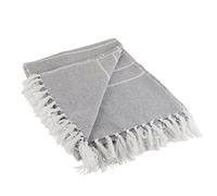 DII Rustic Farmhouse Manta Tejida a Rayas Finas, Reciclado: 59% algodón, 41% Fibra micelánica, Gris, 50x60