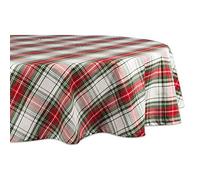 DII Schottenkaro - Mesa de Comedor y decoración de Cocina, algodón, Rojo, Verde y Blanco, 70" Redondo