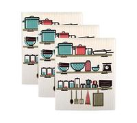 DII Swedish Dishcloths for Kitchen & Cleaning Reutilizable, Lavable a máquina y Apto para lavavajillas, Biodegradable, Madera, Utensilios, 1 Count (Pack of 3), 3