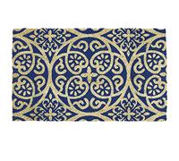 DII Tapete geométrico, 100% Fibra de Coco Natural, pergamino Azul de Túnez, 1 pie 5 Pulgadas x 2 pies 5 Pulgadas (Rectangular)