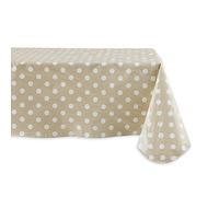 DII Vinyl Tabletop Collection J & M Home Fashions Mantel de Vinilo 60x84, Lunares Beige y Blanco, 60" x 84"