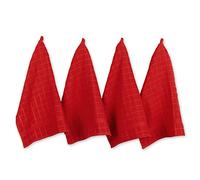 DII Windowpane - Juego de Toallas de Cocina, algodón, Color Rojo sólido, 16 x 26 Pulgadas