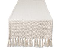 DII Woven Basic Tabletop Collection - Camino de Mesa cheurón, 15 x 72 Pulgadas, Color Blanco Roto