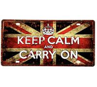 DiiliHiiri Aforismo Proverbio Ingles - Keep Calm and Carry On- Cartel Vintage - Señal Decoración Retro para Hogar - Bar - Cafetería -30x15cm- (2651-24)