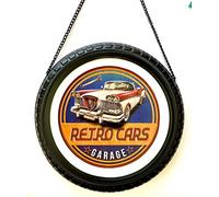 DiiliHiiri Cartel 3D Coches Clásicos - Original Cartel Vintage Retro De American Retro Sign Company para Bar Pub Cafeteria y Taller. Decoración Letrero Vintage de los Años 50. 30x60x4cm (9541-2)