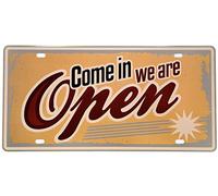 DiiliHiiri Cartel Abierto para Bar - Pub - Cafetería o Barbería - Placa de Chapa Ideal para Indicar si Estás Abierto o Cerrado 30x15cm (2651-33)