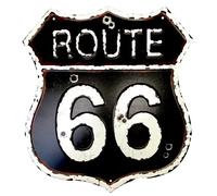 DiiliHiiri Cartel de Chapa Ruta 66 - 32x29cm Original Cartel Retro De American Retro Sign Company para Bar Pub Cafeteria Garage y Taller. Decoración Letrero Vintage de los Años 50 (9542-2) Black