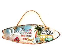 DiiliHiiri Cartel de Chapa Surf Placa Retro Letrero Estilo Vintage Metal para Decoración Hogar (Drink In My Hand and My Toes In The Sand)