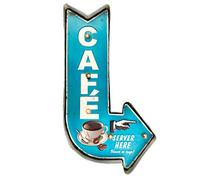 DiiliHiiri Cartel LED Café Retro - Señal Luminoso Pared para Bar Restaurante Cafeteria Letrero Vintage de Metal Accesorios de Decoración Hogar de los Años 50 | 41x22x5 cm (Coffee Arrow)