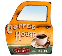 DiiliHiiri Cartel Retro Café Letrero Coffee Estilo Vintage Puerta Espejo Coche Metálico Artesanía Accesorios Decoración Hogar Años 1950 para Cafeteria o Casa