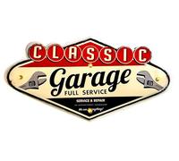 DiiliHiiri Cartel Retro Luminoso Garage Route 66 Estilo Vintage Letrero Metálico Artesania Accesorios para Decoración Hogar de Años 50 Cochera Abierto 24h
